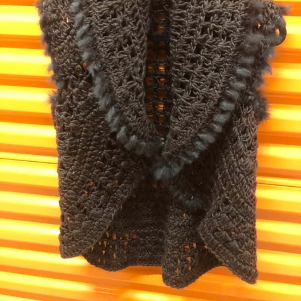 Knitted Wool/Real Rabbit Fur Vest, M, New - Picture 2 of 5